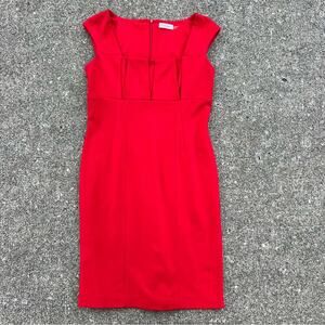 Calvin Klein Sleeveless red stretch knit Empire waist sheath dress size 10